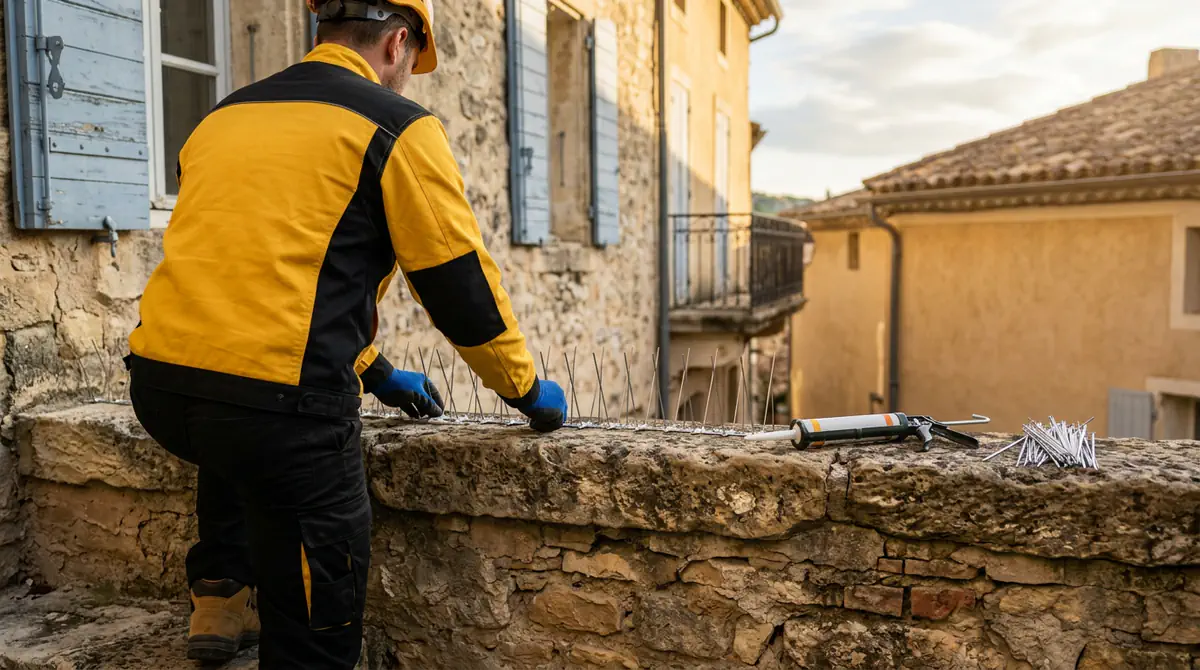 Pose pics anti pigeons rebord fenêtre Béziers Occitanie